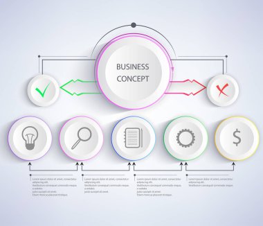 Icons Set ile iş kavramı renkli afiş