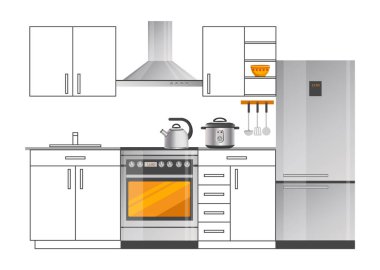 Modern elektrikli ev aletleri mutfak iç