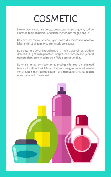 Bannière promotionnelle verticale de moyens cosmétiques liquides — Image vectorielle
