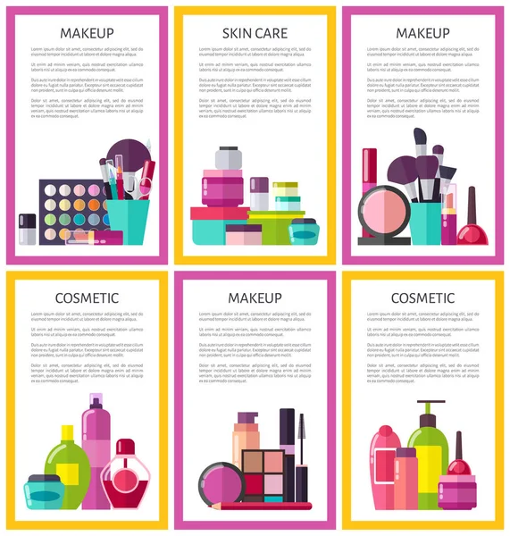 Ensemble maquillage et soin de la peau Illustration vectorielle — Image vectorielle