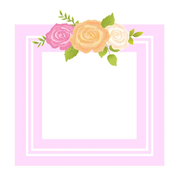 Rosa orange beige Blume Fotorahmen Gruß — Stockvektor