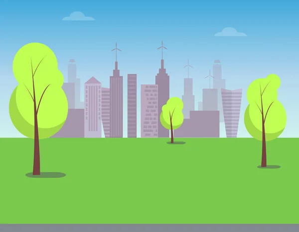 Vista de la ciudad moderna desde Green Park, cartel de colores — Vector de stock