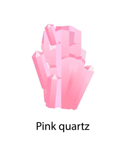 Cuarzo rosa mineral compuesto de silicio y oxígeno — Vector de stock