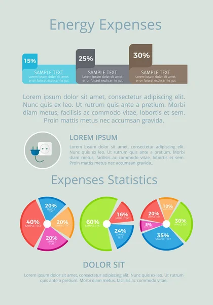 Energy Expenses Statistics Vector Illustration — Stock Vector