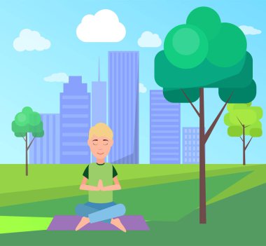 Adam ve meditasyon, Park vektör çizim