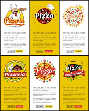 Pizzacı İtalyan yemek tarifleri Web vektör çizim