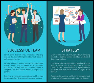 Strateji başarılı takım, vektör çizim