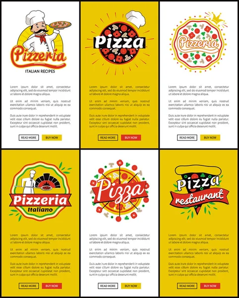 Pizzeria italienisch rezepte web vektor illustration — Stockvektor