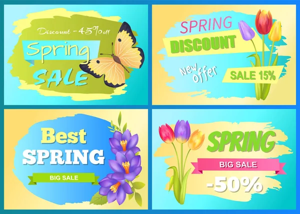 Mejor oferta Venta de primavera Anuncio Póster Flor — Vector de stock