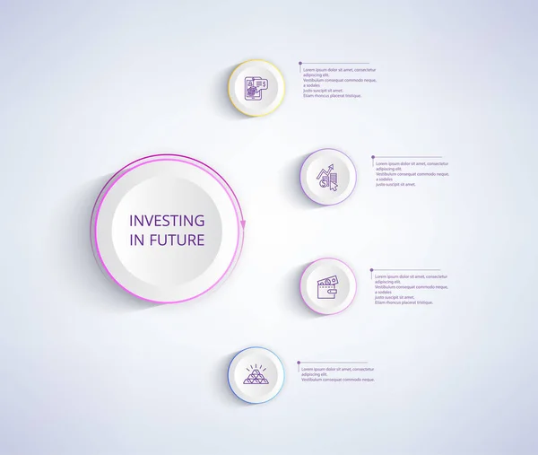 Investir dans l'avenir Affiche infographique avec portefeuille — Image vectorielle