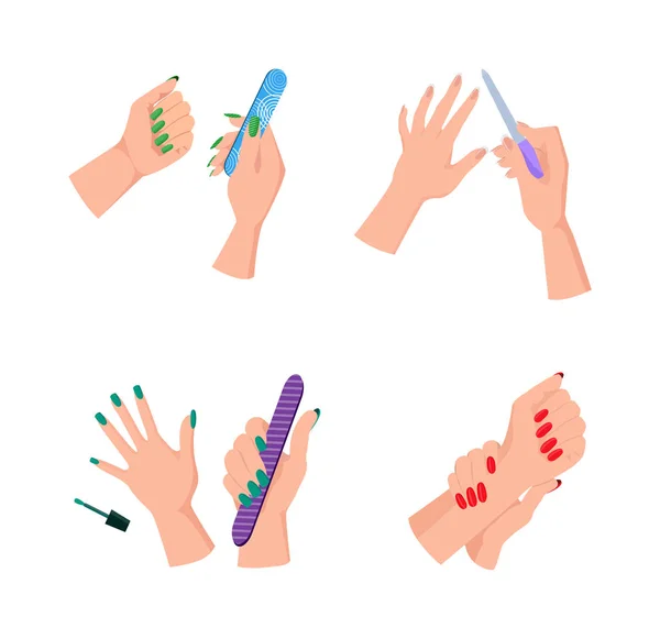 Mani Femminili con Manicure Pulita e lime per unghie — Vettoriale Stock