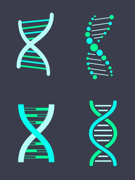 DNA kedjan varianter av ljust turkos färg inställd — Stock vektor