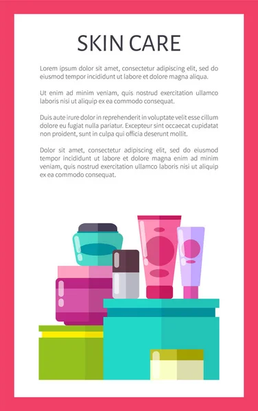 Poster per la cura della pelle con illustrazione vettoriale del testo — Vettoriale Stock