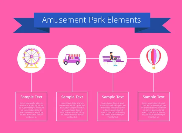 Zábavní Park prvky plakát vektorové ilustrace — Stockový vektor