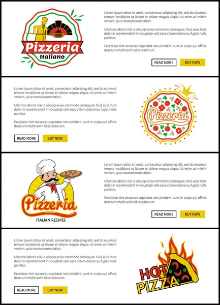 Πιτσαρία ιταλικές συνταγές οριστεί εικονογράφηση διάνυσμα — Διανυσματικό Αρχείο