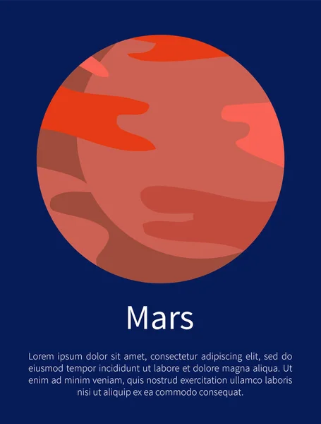 Planeta Marte Rojo en póster informativo con texto — Vector de stock