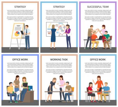 Strategy and Office Work Set Vector Illustration clipart