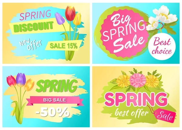 Das beste Angebot Frühjahrsverkauf Werbung Gänseblümchen Blumen — Stockvektor