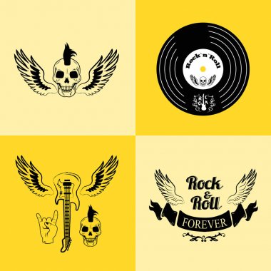 Rock n roll sonsuza dek kafatası vektör çizim