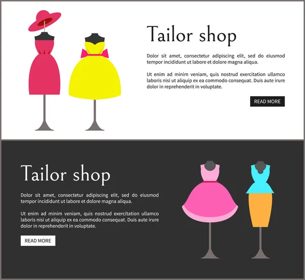 Tailor Shop Páginas Web Set Vector Ilustración — Vector de stock