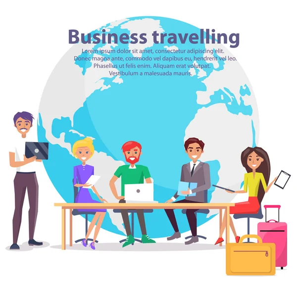 Business Travelling and Globe Vector Illustration — Stock Vector