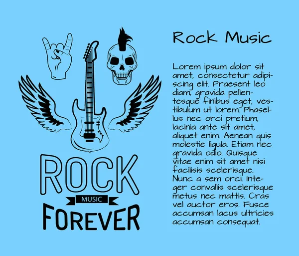 Rock musik Forever vykort vektorillustration — Stock vektor