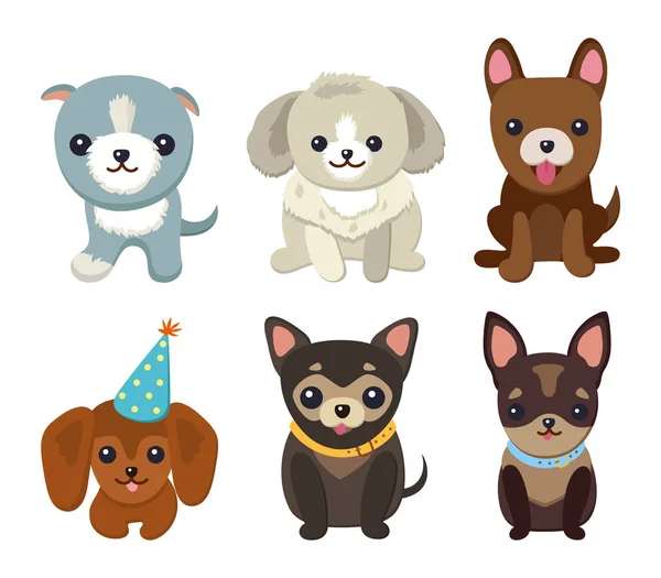 Honden en Puppies instellen Poster vectorillustratie — Stockvector
