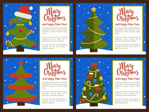 Árvore de Natal Ornado com brinquedos Vector Ilustração —  Vetores de Stock