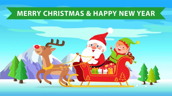 Joyeux Noël et Illustration vectorielle de rennes — Image vectorielle