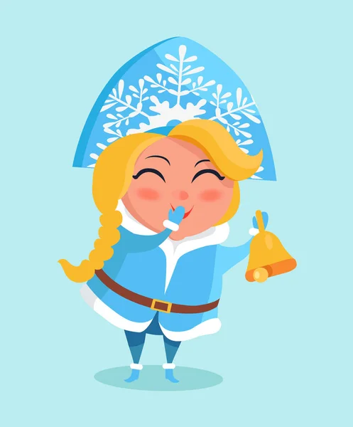 Sneeuw Maiden in leuke warme Winter doek Covers mond — Stockvector