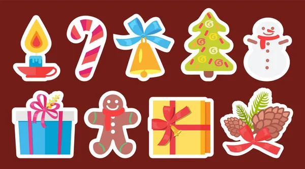 Conjunto de Símbolos de Navidad Luz Vector Illustration — Archivo Imágenes Vectoriales
