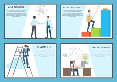 İş kümesi çalışkan işçi tasvir eden posterler