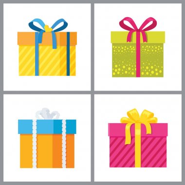 Hediye kutuları dekoratif ambalaj vektör kümesi