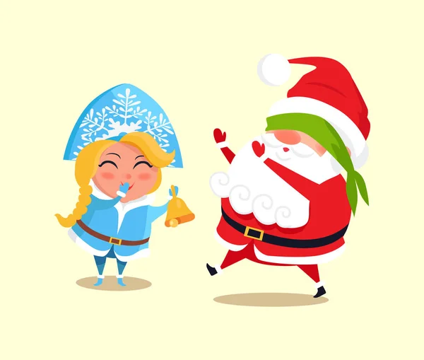Snow Maiden i Santa Claus ilustracja wektorowa — Wektor stockowy