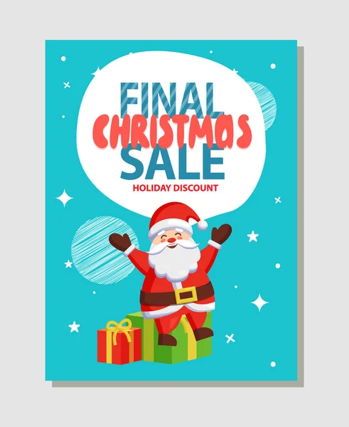 Końcowe Boże Narodzenie sprzedaż wakacje zniżki plakat Santa — Wektor stockowy