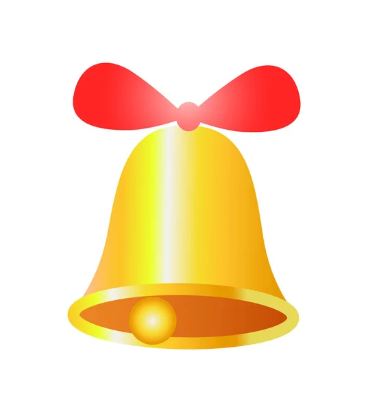 Золоті дзвони з червоною стрічкою реалістичним дизайном вектор — стоковий вектор