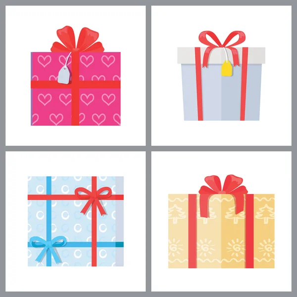 Conjunto de cajas de regalo en vectores de envoltura decorativos — Vector de stock