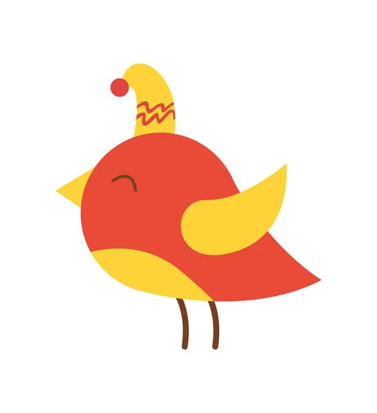Mooie kleurrijke vogel in Hat vectorillustratie — Stockvector