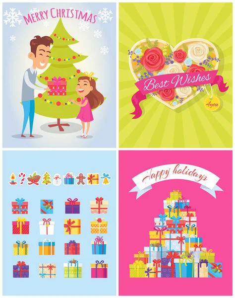 Best Wishes Merry Christmas Vector Illustration — Stock Vector