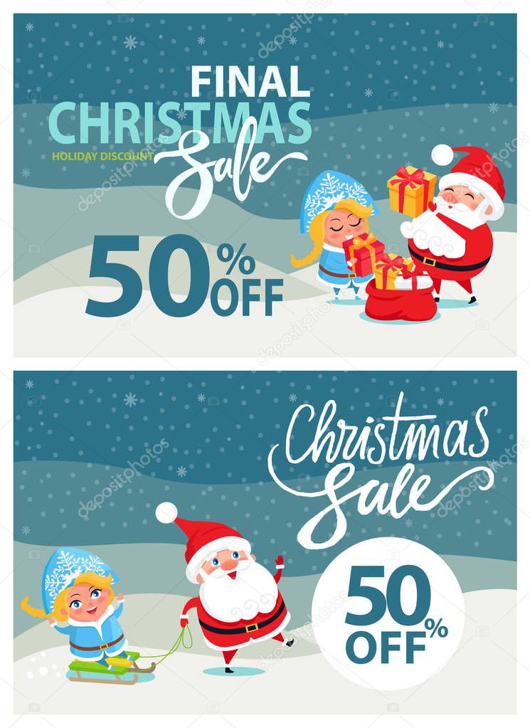 Final Christmas Sale Bbanner Santa Claus Snow Maiden