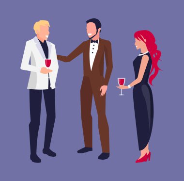 Vektör çizim mor parti insanlar