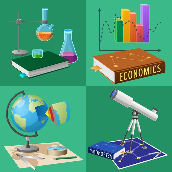 Equipment for Subjects Studies Illustrations Set — Stock Vector