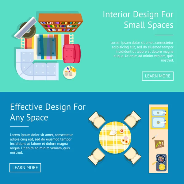 Design d'intérieur, Illustration vectorielle des petits espaces — Image vectorielle