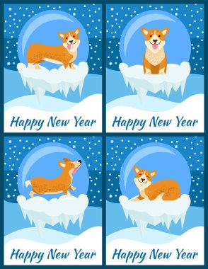 Posterler vektör çizim dizi mutlu yeni yıl