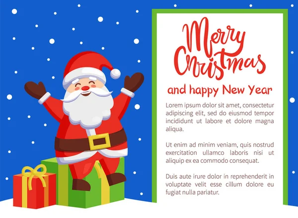 Wesołych Świąt szczęśliwego nowego roku plakat z Santa — Wektor stockowy