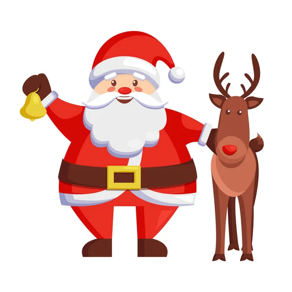 Papai Noel e rena Ícone Ilustração do vetor —  Vetores de Stock