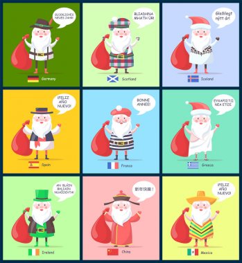 Almanya İskoçya Santa yan tümceleri vektör çizim