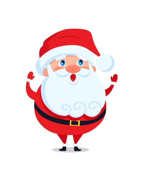 Weihnachtsmann mit langem Bart begrüßt alle — Stockvektor