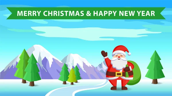 Santa Claus i torbę z ilustracji wektorowych prezenty — Wektor stockowy