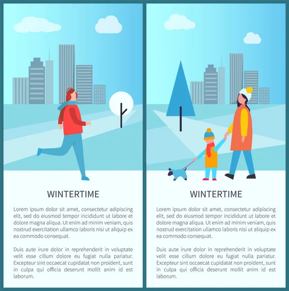 Invierno Actividades al aire libre Vector Ilustración — Vector de stock